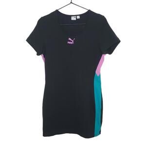Puma Women's Sz L Lava Color-block Side Panel T-Shirt Dress (1753)